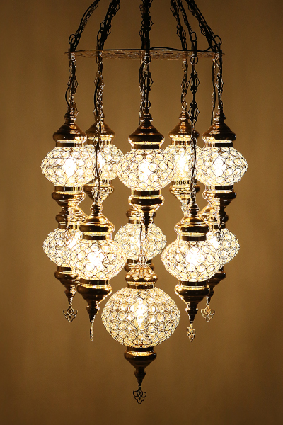 Elegant Gold Design Crystal Stony Chandeliers with 11 Lights